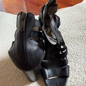 Sam Edelman Black Strappy Heels with Zipper